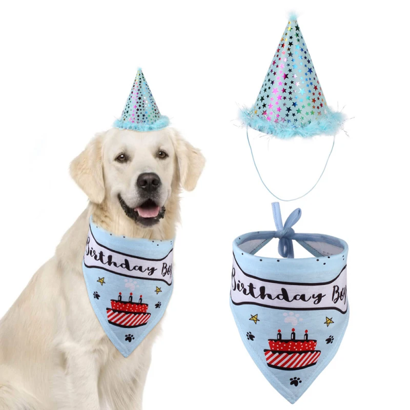 Высококачественные шапки для собак, собак, домашних животных, поздравительная открытка, возраст собаки, юбилей, вечерние Слюнявчики, набор полотенец для собак на день рождения, Прямая
