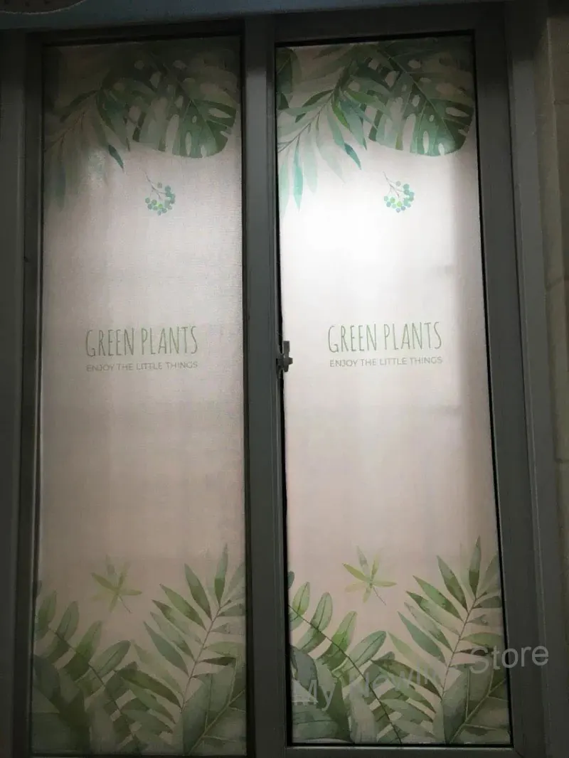Листья наклейки на окна стеклянная пленка без клея конфиденциальности ванная комната раздвижная офисная дверь домашний декор Индивидуальный размер Европейский нордический