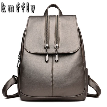 

2019 Women Leather Backpacks For Girls Sac a Dos School Backpack Female Travel Shoulder Bagpack Ladies Casual Daypacks Mochilas