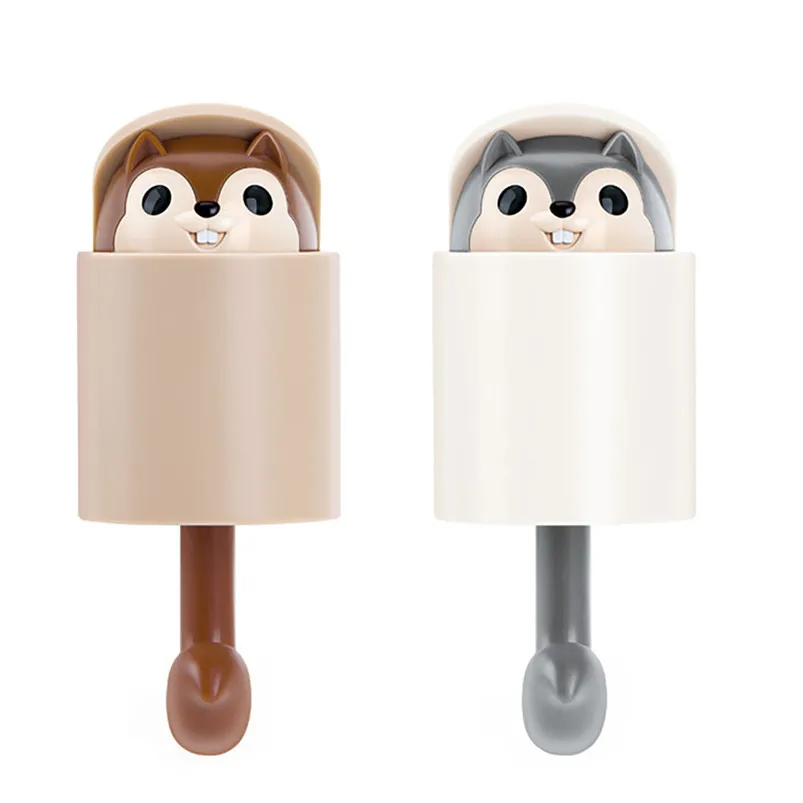 Creative Cartoon Squirrel Wall Hook Adhesive Home Cartoon Cute Hanger Key Umbrella Towel Cap Coat Cocina 30MR134