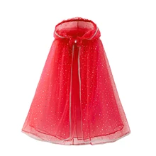 Костюм Красной Шапочки для маленьких Наряжаться аксессуары принцессы Летняя одежда для девочек плащ с блестками на Хэллоуин для детей Эльза, Белль принцессы Авроры Рапунцель накидка