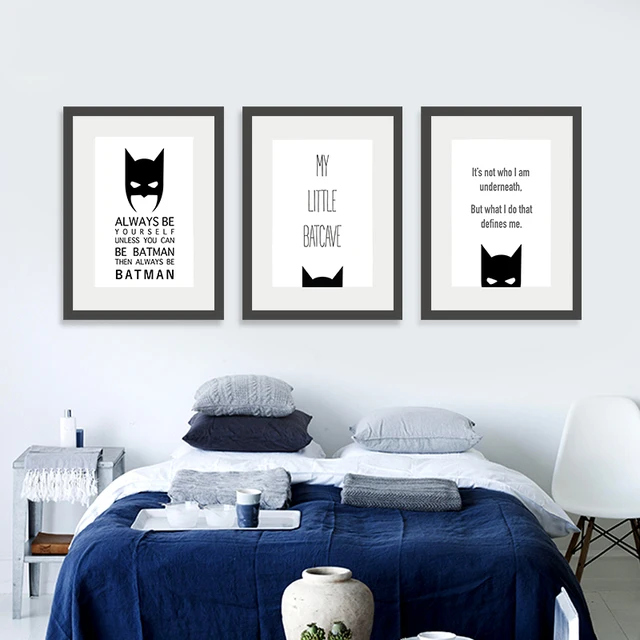 Online Batman Logo Quotes Canvas Painting Nursery Wall Art Image