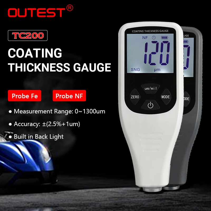 OUTEST Thickness Meter Digital Mini Coating Thickness Gauge TC 200 Car