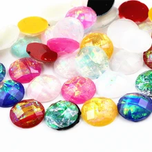 Новая мода 40 шт 12 мм смешанные цвета тангентная плоскость Встроенная металлическая фольга плоские пластмассовые Кабошоны Камея
