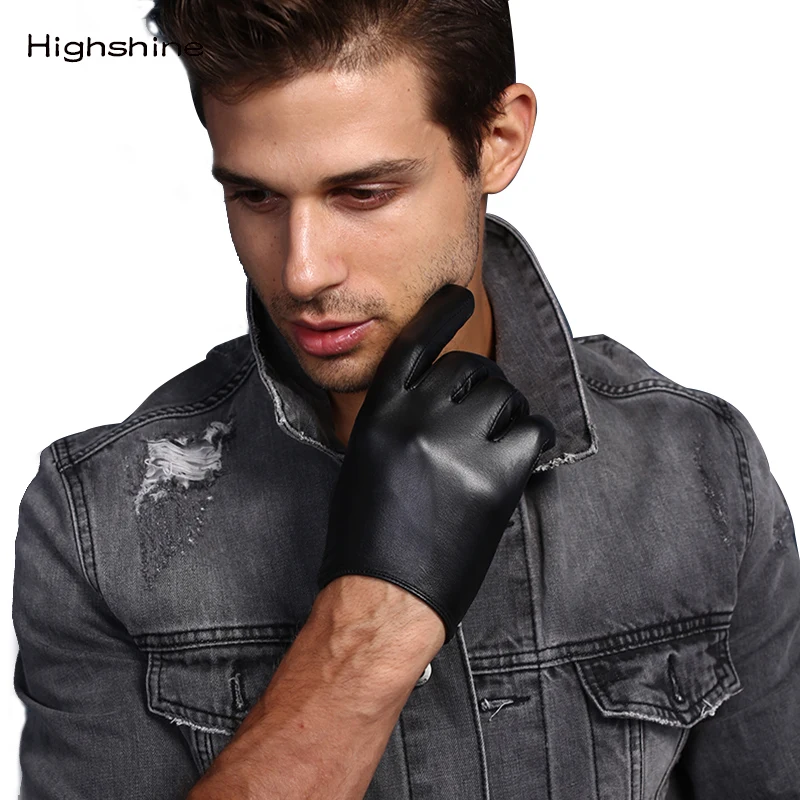 Мужские перчатки из натуральной кожи мужские мягкие козья кожа тонкие модные повседневные теплые зимние перчатки для вождения с сенсорным
