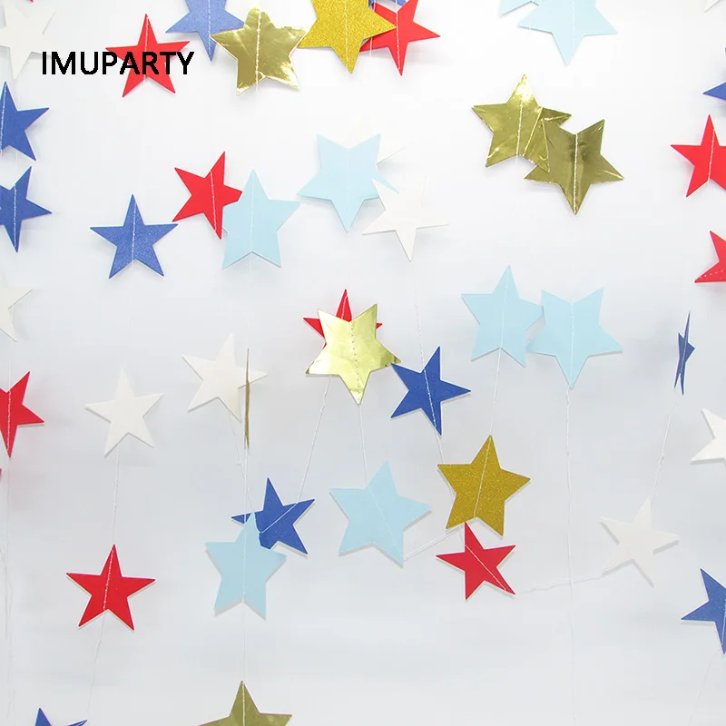 

4m Colorful Star Garland Party Decoration Paper Bunting Wedding Screen Decorations Birthday Party Supplies Children's Room Decor