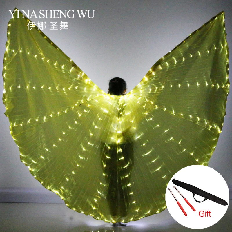 

Fiber LED Wings Egypt Belly Dance Isis Wings LED Colorful Wings India Dance Belly Dance Accessories LED Wing With Sticks and Bag