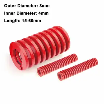 

3Pcs Red Medium Load Compression Spring Loading Die Mold Spring Outer Diameter 8mm Inner Diameter 4mm Length 15-60mm