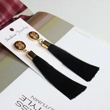 Новая женская кисточка Boho Bohemian длинная преувеличенная шелковая ткань, свисающая для женщин Orecchini Lunghi Oorbellen