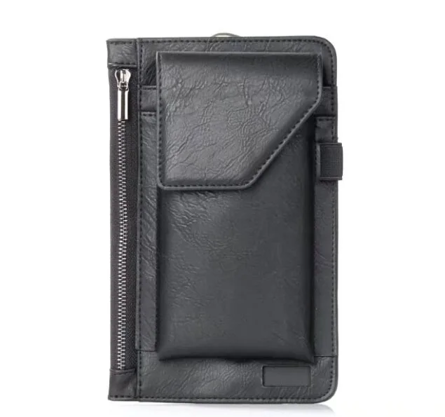 

Hook Loop Man Belt Clip Zipper Card Pouch Dual Mobile Phone Leather Case For Huawei P Smart+ (nova),Mate 20 Lite,Honor Play