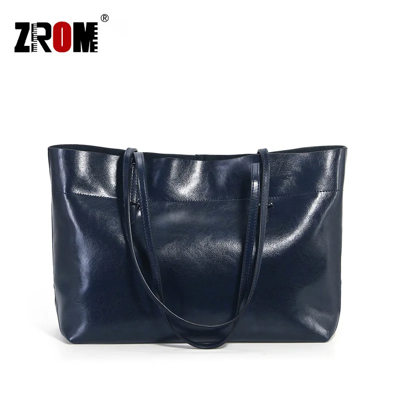 

ZROM Brand Women Handbag Genuine Leather Oil Wax Cowhide Handbag Lady Real Leather shoulder Messenger Bag Generous fashion Bag