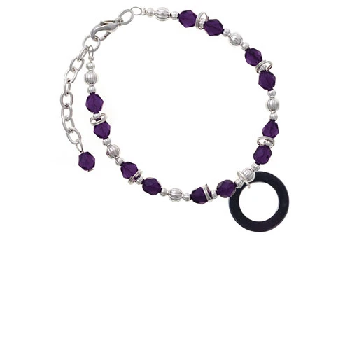 Acrylic 7/8 Ring Black Purple Beaded Bracelet