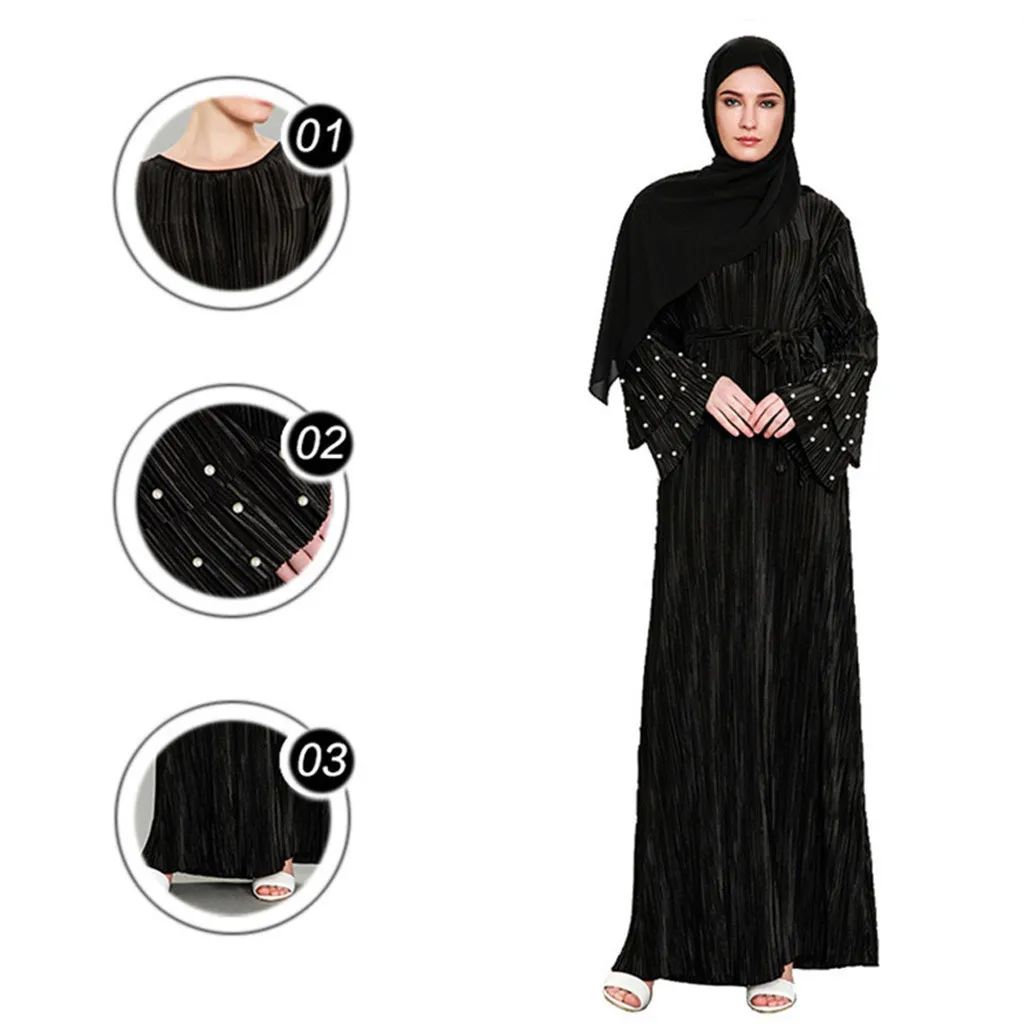 Женское мусульманское платье 2019 Топ Для женщин этнические платья Абаи исламский мусульманский стиль; Ближний Восток Бандажное платье