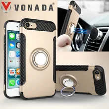 

Vonada Car Holder Case for iPhone 7 Plus 6 6s Plus 5s SE Ring 360 Degree Rotation Kickstand Hybrid Shockproof Phone Case Cover