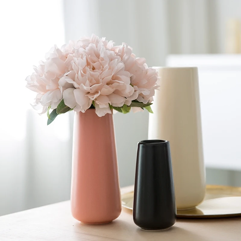 

Simple Matte Ceramic Vase New Chinese Matte Solid Color Vase Creative Japanese Style Living Room Bedroom Decorative Vase 18