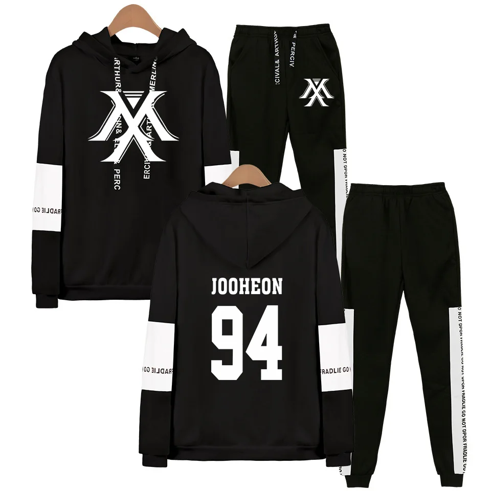 

Kpop MONSTA X Fans Support Hoodies Sweatshirt Sweatpants Suits Women Men Kpop Wonho YOOKIHYUN I.M Jooheon Two Piece Set