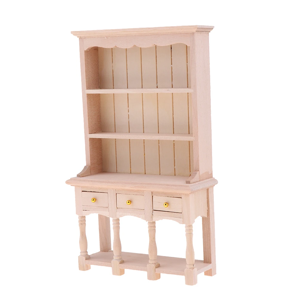 DIY Cabinet Model Kitchen Dining Cabinet Display Shelf Doll House Decoration 1:12 Dollhouse Miniatures