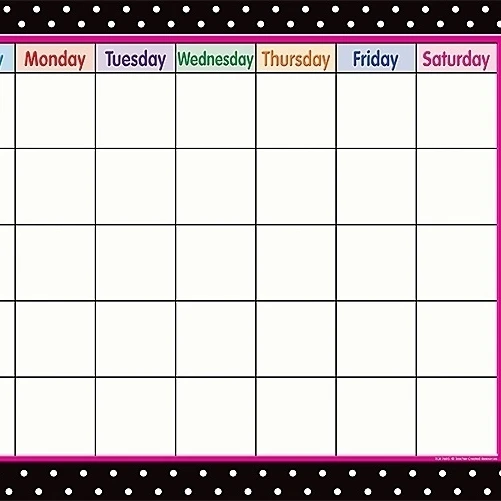 Teacher Created Resources 7605 Black Polka Dots Calendar Chart (1)