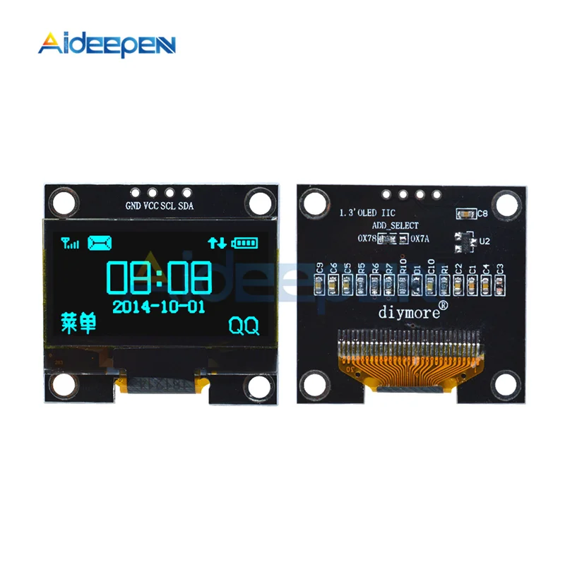 1 шт. 4Pin 1," светодиодный модуль белый/голубой цвет 128X64 1,3 дюймов O светодиодный ЖК-дисплей светодиодный Дисплей модуль 1,3" IIC I2C общаться серийный модуль