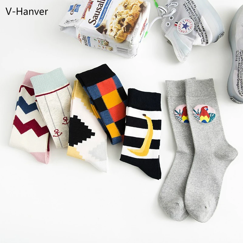 V Hanver новинка мужские носки из чесаного хлопка осенние и зимние Компрессионные
