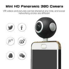 Мини HD панорамная камера 360 широкоугольный объектив рыбий глаз VR видеокамера для смартфонов type-c USB Спорт и экшн-камера PK xiaomi