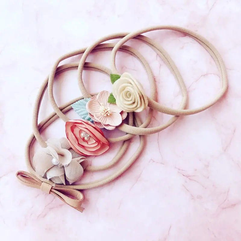 

5 Pcs/set Baby Hair Band Flower Shape Handmade Kids Headband Birthday Holiday Photography Props Head Jewelry Gifts