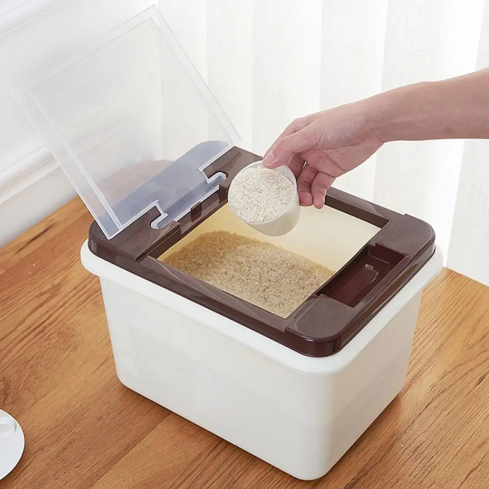 Household Flip Rice Storage Bin Japanese Style Sealed Rice Cylinder 10