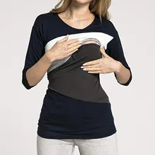 Одежда для беременных, топы, полосатая футболка с коротким рукавом, топ с запахом для кормления, двухслойная блузка, футболка#3