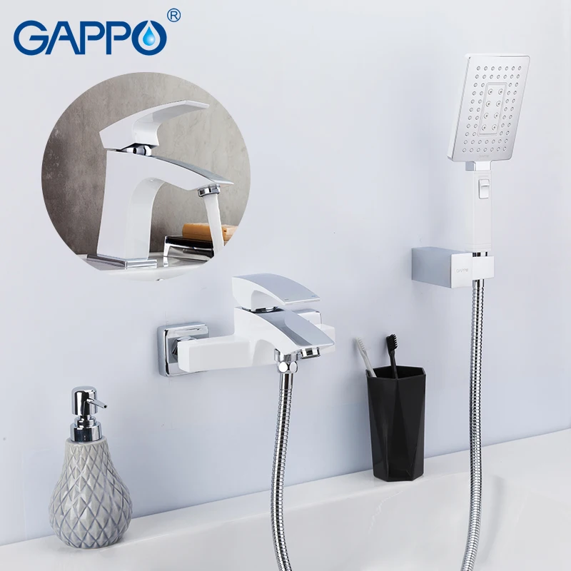 

GAPPO Bathtub Faucets bathroom white bath shower mixers bathtub shower faucet shower head set basin mixer saving water tap