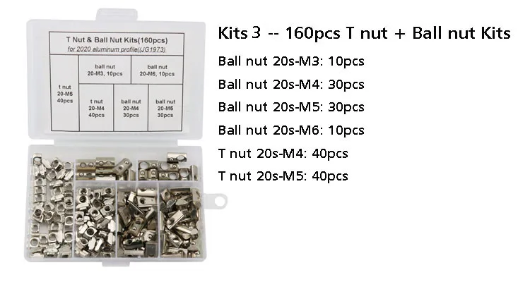 160 шт или 110 шт ассортимент наборов M3 M4 M5 M6 T слот алюминиевый экструзионный профиль T гайка и шаровая Гайка Наборы