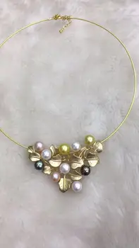 

GORGEOUS SOUTH SEA ROUND MULTICOLOR PEARL NECKLACE SILVER CHAIN KKK