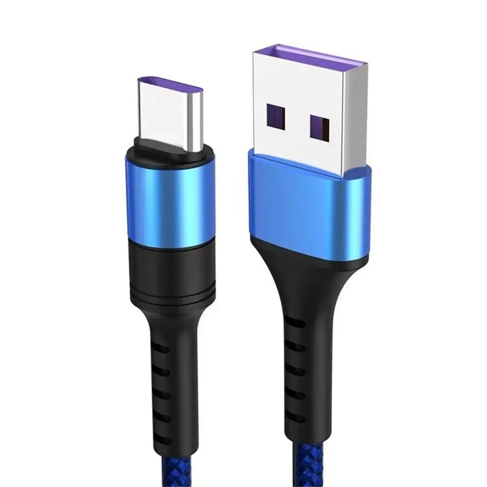 Feniores 5A супер быстрая зарядка 3,0 usb type C зарядный нейлоновый кабель передачи данных кабели для huawei для samsung для Xiaomi - Цвет: Синий