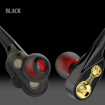 

Smart Line control earphones HD mic double moving coil four core power waterproof noise cancelling super stereo Surround sound