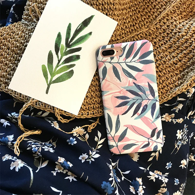 Leaves Cover Hard PC Phone Case For iPhone 7 7Plus 8 8Plus 6 6s s Plus X XS Max XR Capinha Shell Coque Fundas |
