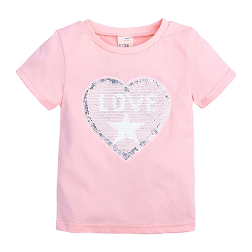 Summer Baby Girls Boys T Shirt Magic Reversible Sequin Novelty Clothing Kid Short Sleeve Cartoon Casual unisex Tshirt Tee DBT109 - Цвет: As photo