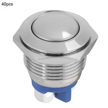 

40pcs 16mm Metal Waterproof Momentary Push Button Switch Auto Reset Round Head 2-Pin BEM-16-10YT 2 FEET