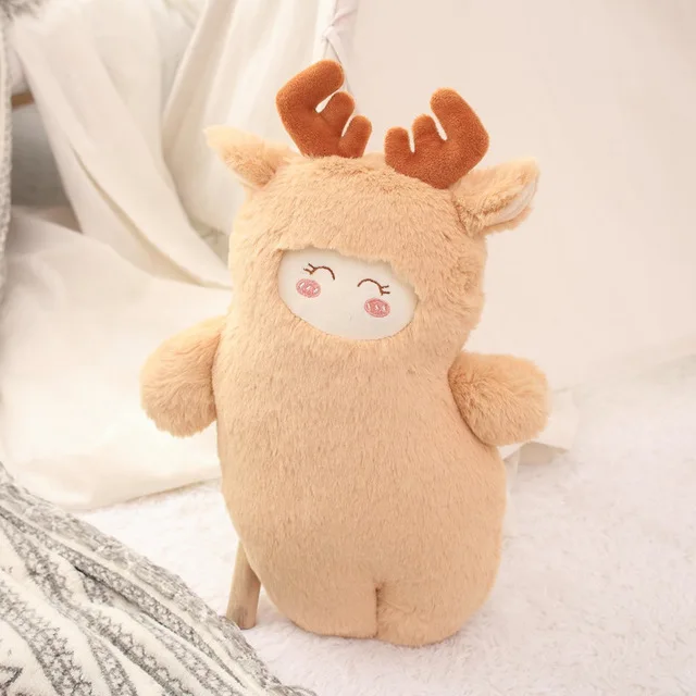 brown deer 38 см милый Единорог и кролика и ; одежда для детей; платье без рукавов для девочек; с принтами оленя и плюшевая игрушка в виде мыши мягкие Kawaii лесных животных кукла с подушкой для сна детская одежда для девочек прекрасный подарок для ребенка - Цвет: brown deer