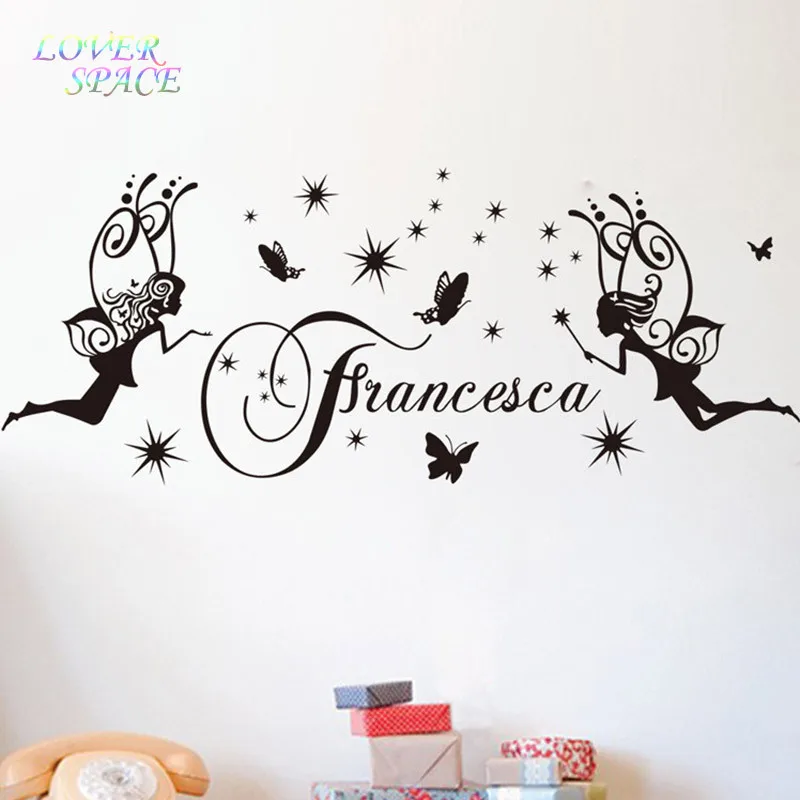 

Personalised Srar Butterfly Angel Princess Wall stickers Home Decor Cartoon Wall Decal Vinyl Wall Sticker for Kids Room 40X100CM