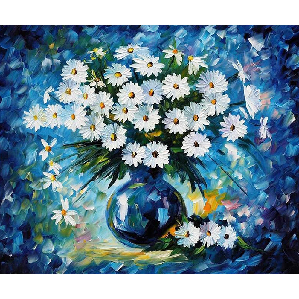 

DIY 5D Full Diamond Painting Cross Stitch Vase, small daisy Mosaic Diamond Embroidery Needlework Patterns Rhinestone kits