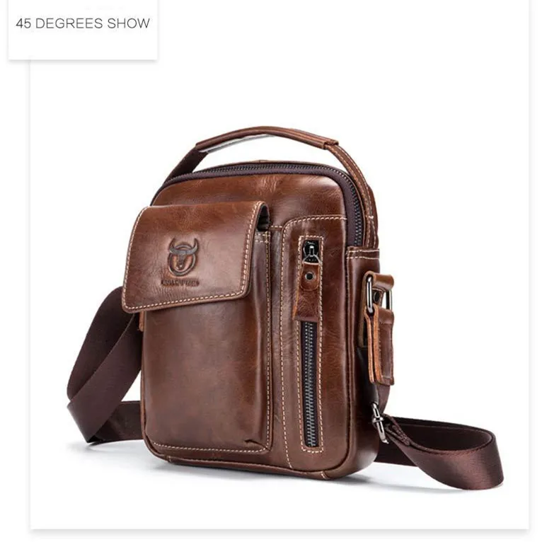 Genuine Leather men's Crossbody bag Vintage cow leather man Messenger Bags Small Shoulder bag for male Casual handbag