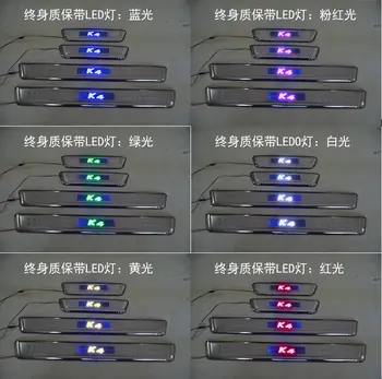 

High quality Stainless Steel LED Door Sill Scuff Plate Welcome Pedal For KIA K4 Car Styling Accessories