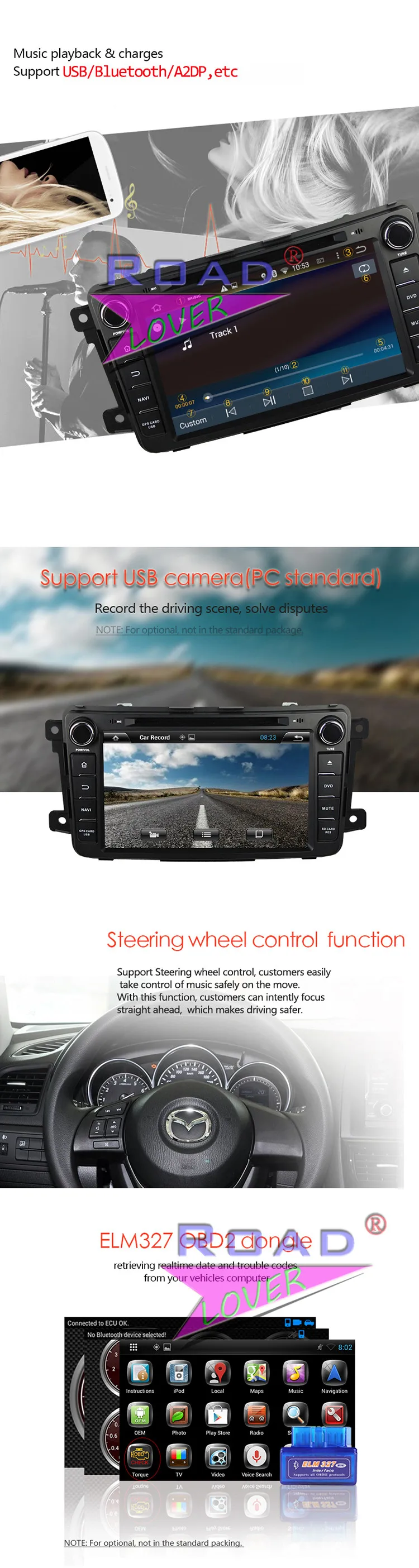 Sale Roadlover Android 9.0 Car DVD Player Autoradio For Mazda CX-9 2007- Stereo GPS Navigation Magnitol Double Din 7" HD Monitor MP3 14
