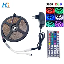 HBL LED Strip 5050 4M 5M Led Ribbon RGB led strip Light non watreproof Flexible led tape IR Controller DC 12V adapter set