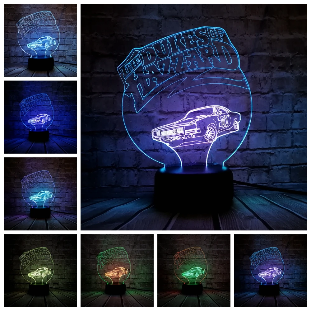 

3D Lamp 01 CAR The DUKES OF HAZZARD Night Light Multicolor LED RGB Lighting Luminaria Table Kids Christmas Gift Home Deacorative