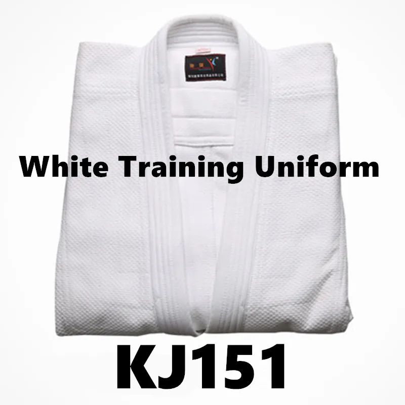 Новинка года; синяя и белая хлопковая форма для дзюдо, джиу джицу, джиу-джитсу; Стандартная форма для таэквондо; Форма для боевых искусств; тренировочный костюм для соревнований - Цвет: KJ151 White