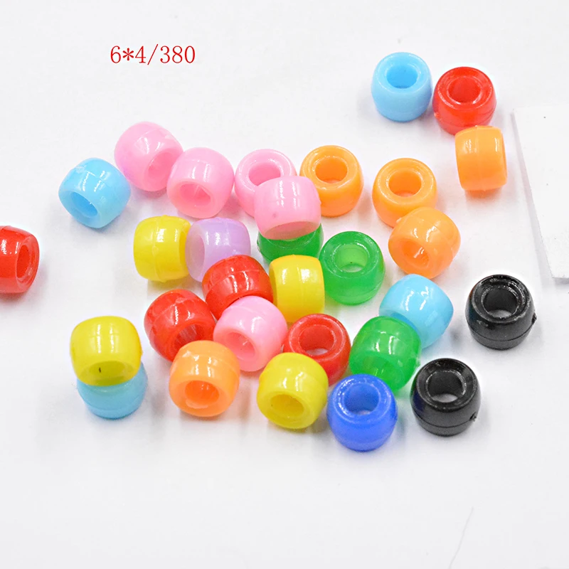 

FLTMRH 50pcs 6*4mm Candy Color Big Hole Beads Beading Acrylic Plastic Round Beads For Jewelry Making Supplies Decoration