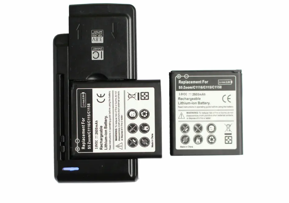 

2x 2600mAh EB-BC115BBC Replacement Battery + Universal Wall Charger For Samsung Galaxy K Galaxy Zoom S5 Zoom C1116 C115 C1158