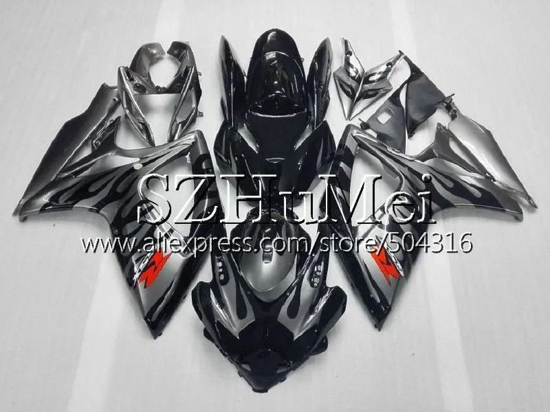 Инъекции для SUZUKI GSXR600 GSXR750 06 07 GSX R600 GSX R750 06-07 0NO. 2 GSXR-600 K6 GSXR 600 750 2006 2007 Обтекатели синего и белого цвета - Цвет: No.  7 Silver flames