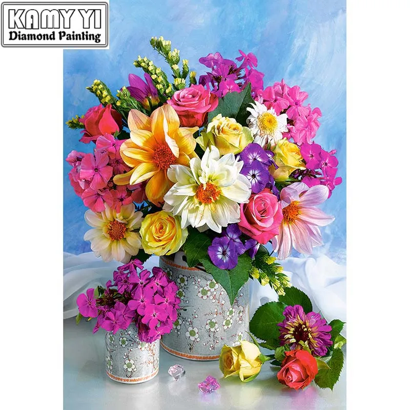 

Full square diamond embroidery Bright flowers diamond mosaic full square painting stitch crystal diamond painting