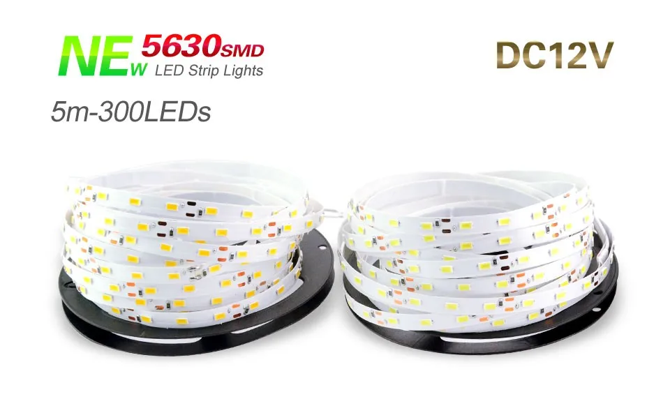 Супер яркий Светодиодные ленты 5630 SMD DC12V 5 M 300 светодиодный s гибкий светодиодный лента 5730 бар свет не водонепроницаемый домашние украшения